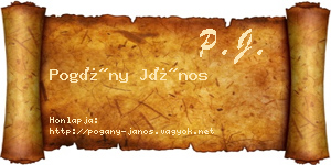 Pogány János névjegykártya